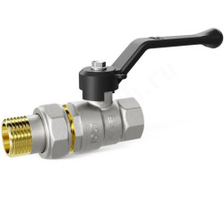 Кран шаровой резьб. 1 1/4", PN25, LD Pride, латунь Н/П, вн.р. - нар.р. с амер., с рычагом