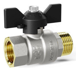 Кран шаровой резьб. 1 1/4", PN25, LD Pride, латунь Н/П, вн.р.- нар.р., с бабочкой