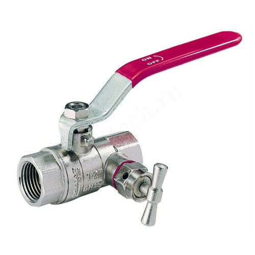 Кран шаровой резьб. 1/2", PN30, Tecofi BS1143 P, латунь, вн.р.- вн.р., с рычагом, со спуск.краном