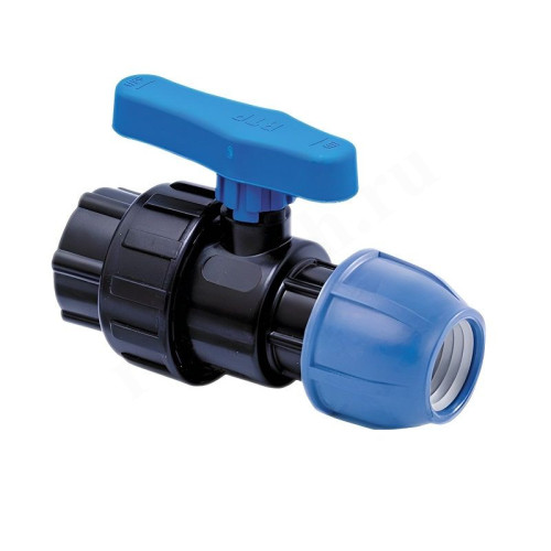 Кран шаровой обжим-резьб. DN25 - 1/2", PN10, RTP, полипропилен, вн.р., с рычагом