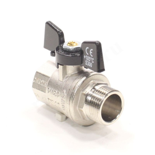 Кран шаровой резьб. 3/4", PN40, Bugatti OREGON 307, латунь, вн.р.- нар.р., с бабочкой