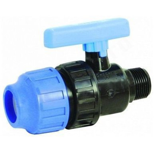 Кран шаровой обжим-резьб. DN32 - 1", PN16, Джилекс П, полипропилен, нар.р., с рычагом