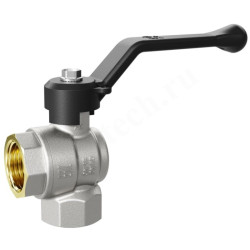 Кран шаровой резьб. 1/2", PN40, LD Pride, латунь Н/П, вн.р.- вн.р., с рычагом, угловой