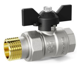 Кран шаровой резьб. 3/4", PN40, LD Pride, латунь Н/П, нар.р. с амер. - вн.р., с бабочкой