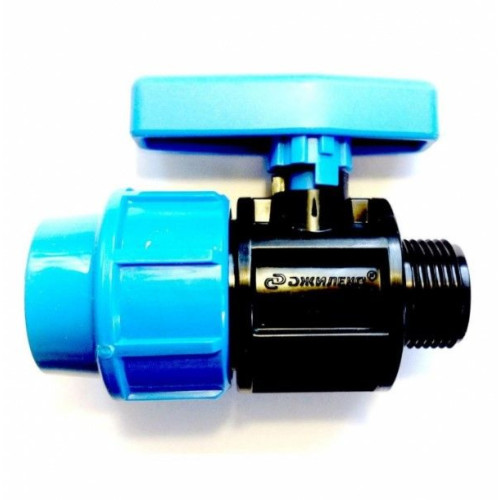 Кран шаровой обжим-резьб. DN25 - 3/4", PN16, Джилекс П, полипропилен, нар.р., с рычагом