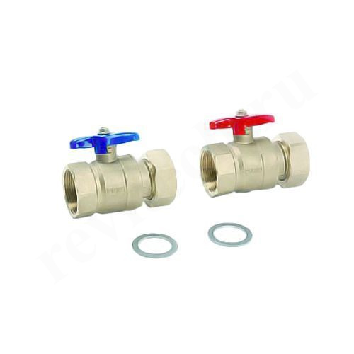 Кран шаровой для коллектора резьб. 1", PN25, Rehau HKV/HKV-D, латунь, вн.р. с нак. гайкой - вн.р., с