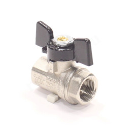 Кран шаровой резьб. 3/8", PN64, Bugatti OREGON 302, латунь, вн.р.- вн.р., с бабочкой