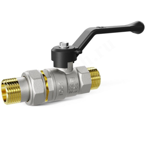 Кран шаровой резьб. 3/4", PN40, LD Pride, латунь Н/П, нар.р. - нар.р. с амер., с рычагом