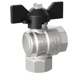 Кран шаровой резьб. 1/2", PN40, LD Pride, латунь Н/П, вн.р.- вн.р., с бабочкой, угловой