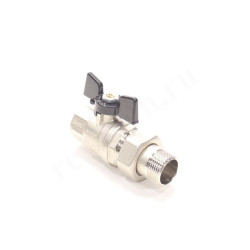 Кран шаровой резьб. 3/4", PN40, Bugatti NEW JERSEY 922, латунь, вн.р. - нар.р. с амер., с бабочкой