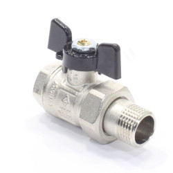 Кран шаровой резьб. 1/2", PN50, Bugatti NEW JERSEY 922, латунь, вн.р. - нар.р. с амер., с бабочкой