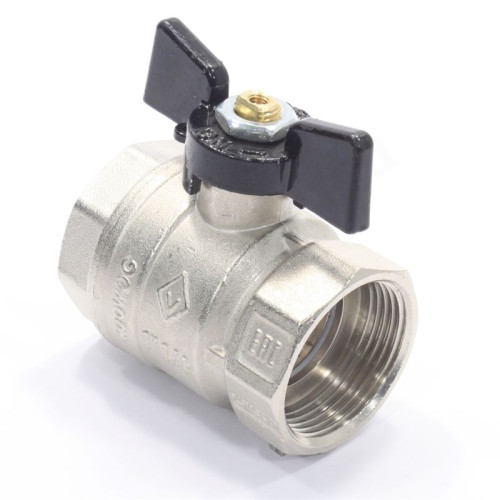 Кран шаровой резьб. 1 1/4", PN20, Bugatti NEW JERSEY 912, латунь, вн.р.- вн.р., с бабочкой