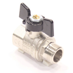 Кран шаровой резьб. 1/2", PN50, Bugatti NEW JERSEY 917, латунь, вн.р.- нар.р., с бабочкой