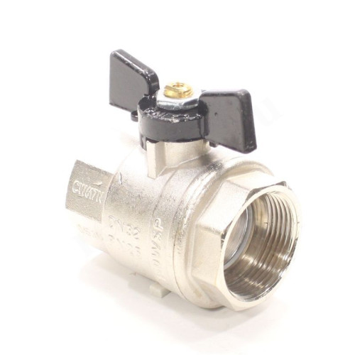 Кран шаровой резьб. 1 1/4", PN25, Bugatti OREGON 302, латунь, вн.р.- вн.р., с бабочкой