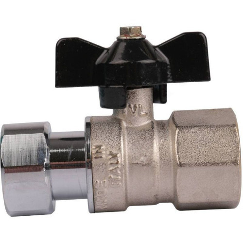 Кран шаровой резьб. 3/4", PN30, Stout SVB, латунь, вн.р. с нак. гайкой - вн.р., с бабочкой