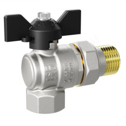 Кран шаровой резьб. 1/2", PN40, LD Pride, латунь Н/П, вн.р. - нар.р. с амер., с бабочкой, угловой