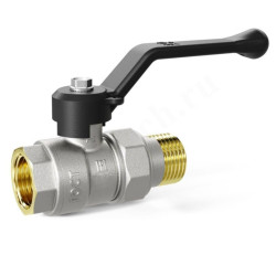 Кран шаровой резьб. 1", PN40, LD Pride, латунь Н/П, нар.р. с амер. - вн.р., с рычагом