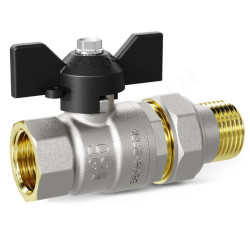 Кран шаровой резьб. 3/4", PN40, LD Pride, латунь Н/П, вн.р. - нар.р. с амер., с бабочкой