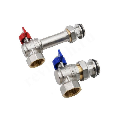 Кран шаровой для коллектора резьб. 1", PN25, WAAG, латунь, вн.р. - н.р. с нак. гайкой, с бабочкой, у