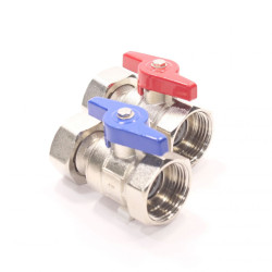 Кран шаровой для коллектора резьб. 1", PN6, Henco UFH BV-N, латунь, вн.р. с нак. гайкой - вн.р., с б