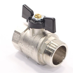 Кран шаровой резьб. 1 1/4", PN20, Bugatti ARIZONA 607, латунь, вн.р.- нар.р., с бабочкой