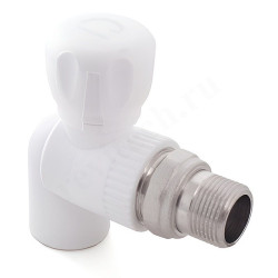 Кран шаровой пайка-резьб. DN20 - 1/2", PN25, RTP, полипропилен, нар.р., барашек, угловой