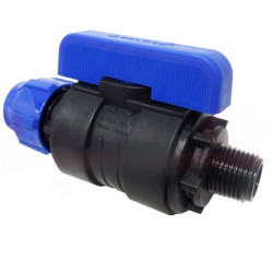 Кран шаровой обжим-резьб. DN25 - 1", PN16, Valfex, полипропилен, нар.р., с бабочкой, для ПНД труб