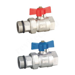 Кран шаровой для коллектора резьб. 1", WAAG, латунь, вн.р. - нар.р. с амер.