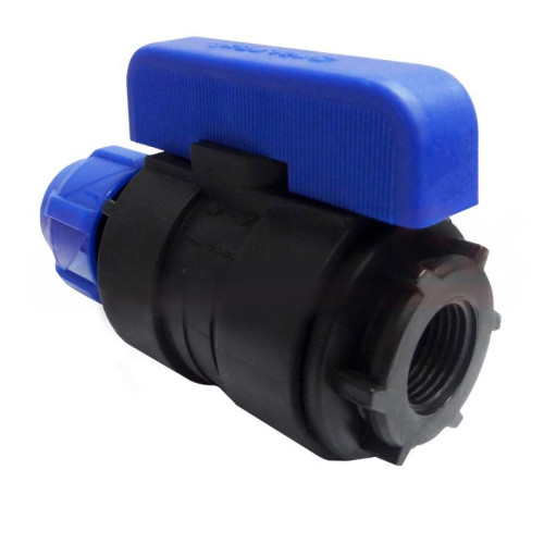 Кран шаровой обжим-резьб. DN25 - 3/4", PN16, Valfex, полипропилен, вн.р., с бабочкой, для ПНД труб