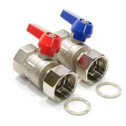 Кран шаровой для коллектора резьб. 1" - 1", PN6, Watts KH, латунь, вн.р. с нак. гайкой - вн.р., с ры