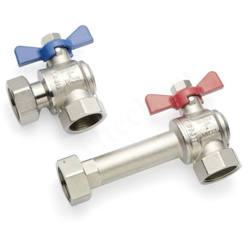 Кран шаровой для коллектора резьб. 1", PN25, Rehau HKV/HLV, латунь, вн.р.- вн.р., с бабочкой, углово