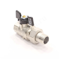 Кран шаровой резьб. 1/2", PN64, Bugatti OREGON 322, латунь, вн.р. - нар.р. с амер., с бабочкой