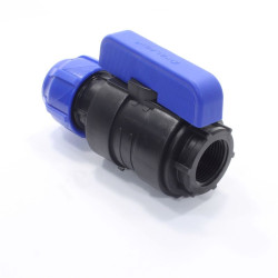 Кран шаровой обжим-резьб. DN32 - 3/4", PN16, Valfex, полипропилен, вн.р., с бабочкой, для ПНД труб