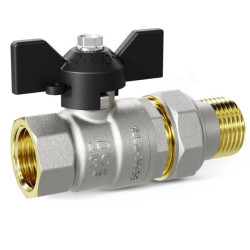 Кран шаровой резьб. 1/2", PN40, LD Pride, латунь Н/П, вн.р. - нар.р. с амер., с бабочкой