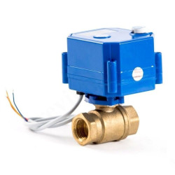 Кран шаровой резьб. 1/2", PN6, Teplocom AquaBast, латунь, вн.р.- вн.р., электропривод 12В