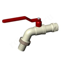 Кран шаровой штуцер-резьба DN25 - 1", PN16, Tecofi RP1105, латунь, нар.р.- под шланг, с рычагом, угл