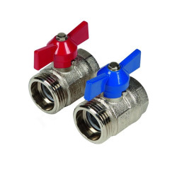 Кран шаровой для коллектора резьб. 1" - 1", PN6, Henco UFH BM-VN, латунь, вн.р.- нар.р., с бабочкой