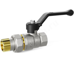 Кран шаровой резьб. 1", PN40, LD Pride, латунь Н/П, вн.р. - нар.р. с амер., с рычагом