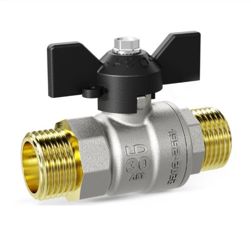 Кран шаровой резьб. 1/2", PN40, LD Pride, латунь Н/П, нар.р.- нар.р., с бабочкой