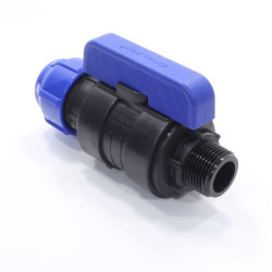 Кран шаровой обжим-резьб. DN32 - 1", PN16, Valfex, полипропилен, нар.р., с бабочкой, для ПНД труб