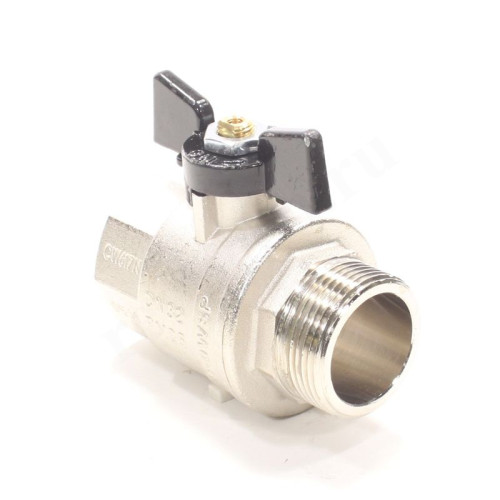 Кран шаровой резьб. 1 1/4", PN25, Bugatti OREGON 307, латунь, вн.р.- нар.р., с бабочкой