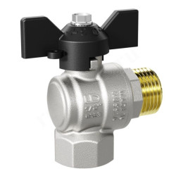 Кран шаровой резьб. 1/2", PN40, LD Pride, латунь Н/П, вн.р.- нар.р., с бабочкой, угловой