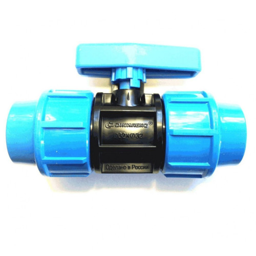 Кран шаровой обжим DN25, PN16, Джилекс, полипропилен, с рычагом