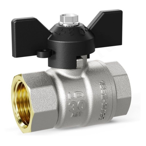 Кран шаровой резьб. 1 1/4", PN25, LD Pride, латунь Н/П, вн.р.- вн.р., с бабочкой