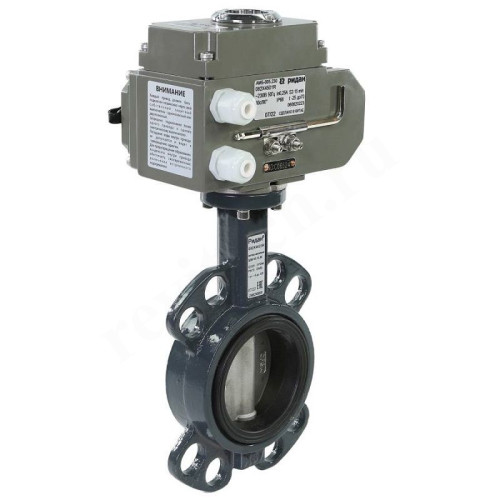Затвор дисковый межфланц. DN100, PN16, Ридан ЗДМ, чугун, электропривод 220В