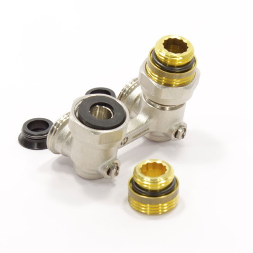 Узел нижнего подключения 1/2"-3/4", PN10, General Fittings 7E00, угловой