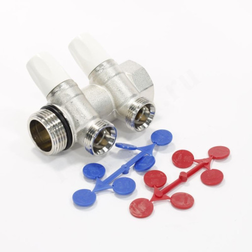 Коллектор Rehau RAUTITAN 1"х3/4", 2вых., с клапанами, латунь, белый