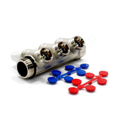 Коллектор Rehau RAUTITAN 1"х3/4", 3вых., c клапанами, латунь, белый