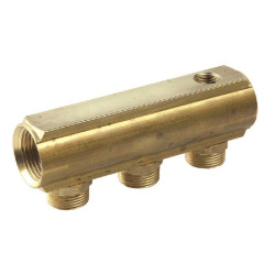 Коллектор Henco 1"х3/4", 3вых., латунь, в сборе
