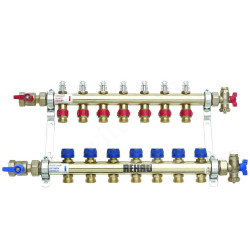 Коллектор Rehau HKV-D 1"х3/4", 7вых., c клапанами, с расходомерами, сталь нерж., (компл), в сборе